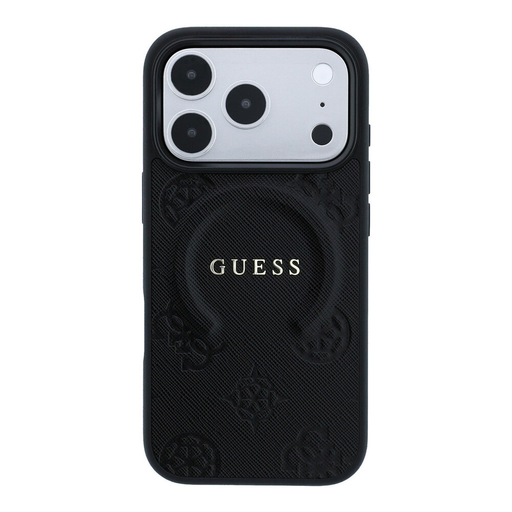 Guess Guess iPhone 18 Pro Max / iPhone 17 Pro Max Phone case MagSafe - Saffiano - hard shell - Peony - ring stand Black Guess Guess iPhone 18 Pro Max / iPhone 17 Pro Max Phone case MagSafe - Saffiano - hard shell - Peony - ring stand Black