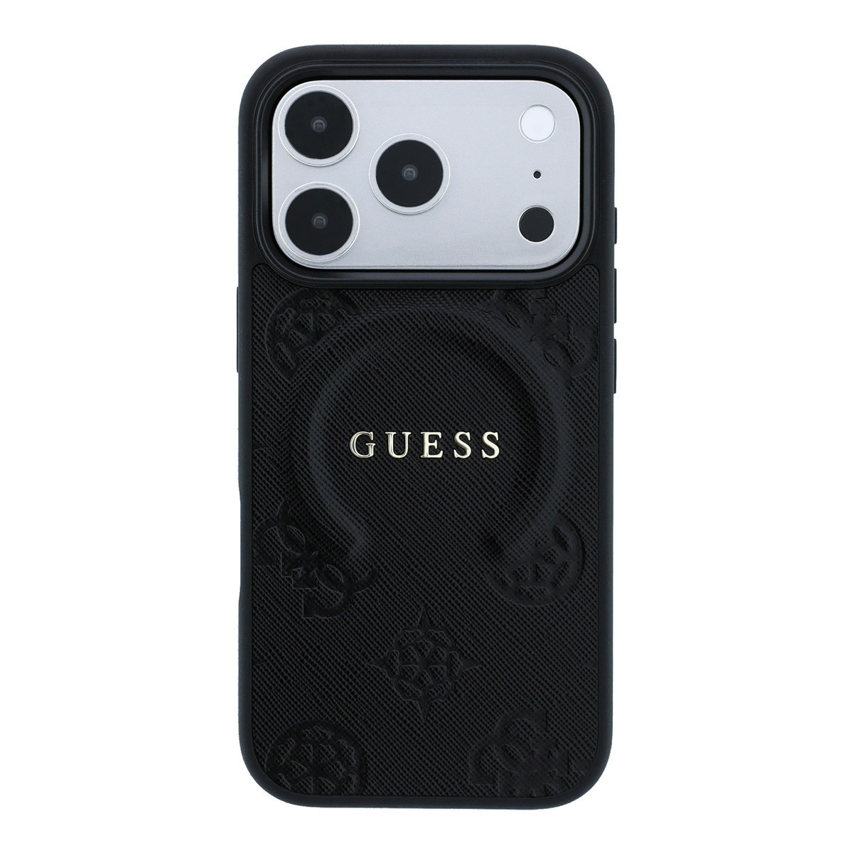 Guess Guess iPhone 18 Pro Max / iPhone 17 Pro Max Hoesje MagSafe - Saffiano - harde behuizing - Peony - ringstandaard Zwart, foto 3 van 6