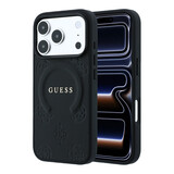 Guess Guess iPhone 18 Pro Max / iPhone 17 Pro Max Hoesje MagSafe - Saffiano - harde behuizing - Peony - ringstandaard Zwart