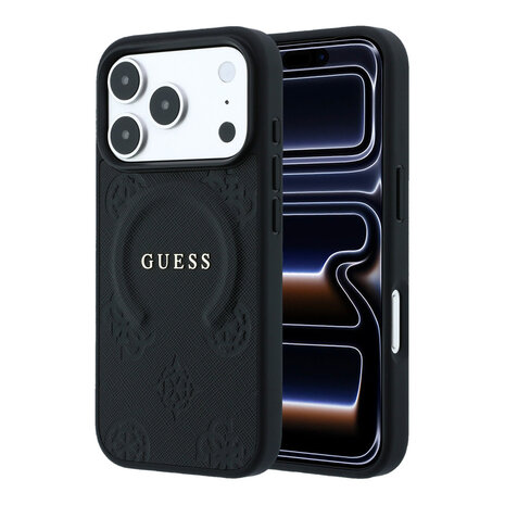 Guess Guess iPhone 18 Pro Max / iPhone 17 Pro Max Coque de téléphone MagSafe - Saffiano - coque rigide - Peony - support à anneau Noir Guess Guess iPhone 18 Pro Max / iPhone 17 Pro Max Coque de téléphone MagSafe - Saffiano - coque rigide - Peony - support à anneau Noir