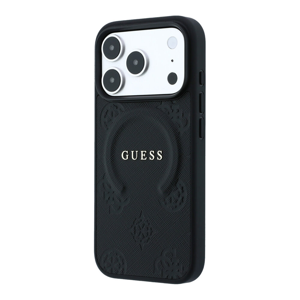 Guess Guess iPhone 18 Pro Max / iPhone 17 Pro Max Hoesje MagSafe - Saffiano - harde behuizing - Peony - ringstandaard Zwart Guess Guess iPhone 18 Pro Max / iPhone 17 Pro Max Hoesje MagSafe - Saffiano - harde behuizing - Peony - ringstandaard Zwart
