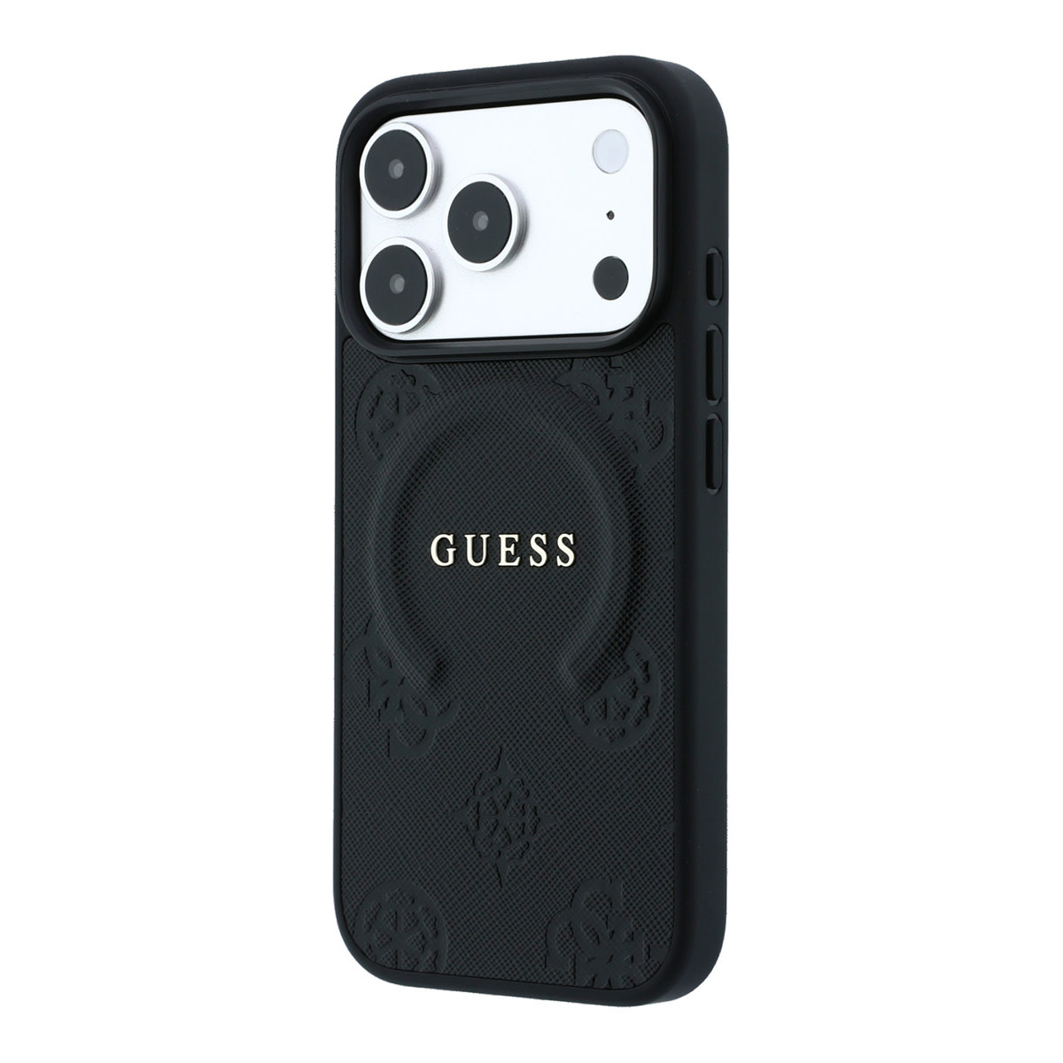 Guess Guess iPhone 18 Pro Max / iPhone 17 Pro Max Hoesje MagSafe - Saffiano - harde behuizing - Peony - ringstandaard Zwart, foto 2 van 6