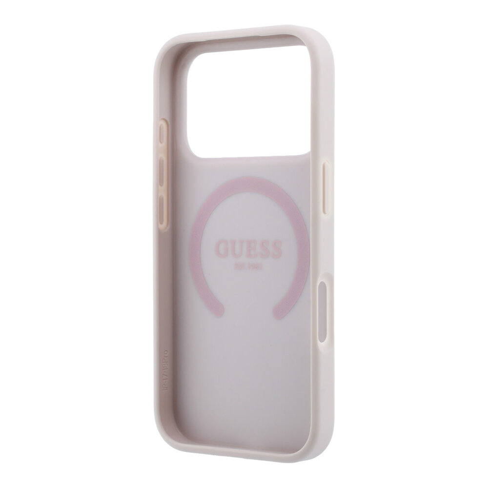 Guess Guess iPhone 18 Pro Max / iPhone 17 Pro Max Phone case MagSafe - Saffiano - hard shell - Peony - ring stand Pink