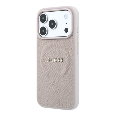 Guess Guess iPhone 18 Pro Max / iPhone 17 Pro Max Phone case MagSafe - Saffiano - hard shell - Peony - ring stand Pink