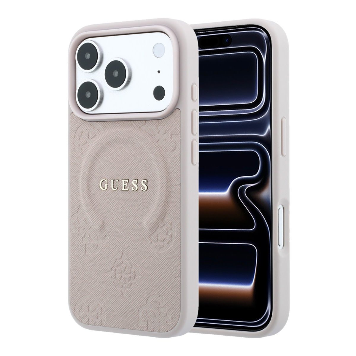 Guess Guess iPhone 18 Pro Max / iPhone 17 Pro Max Hoesje MagSafe - Saffiano - harde behuizing - Peony - ringstandaard Roze