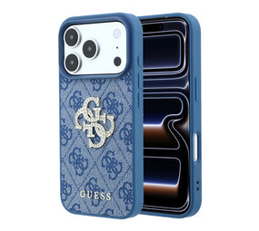 Guess Guess iPhone 18 Pro Max / iPhone 17 Pro Max Handyhülle 4G - PU - Hartschale - großes Strasslogo Hellblau