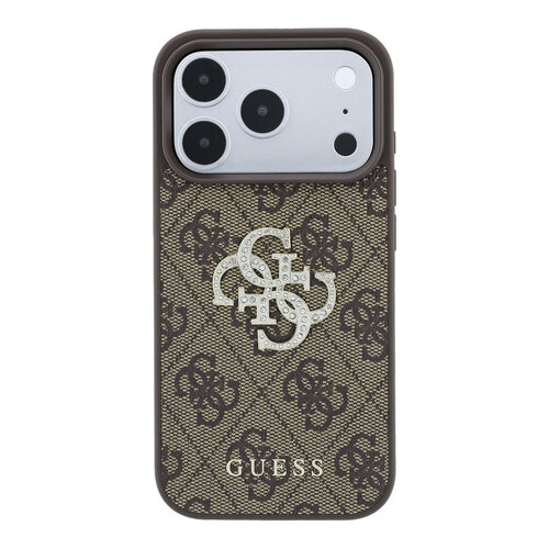 Guess Guess iPhone 18 Pro Max/iPhone 17 Pro Max Hartschalenhülle 4G PU Großes Strasslogo - Braun