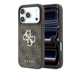 Guess Guess iPhone 18 Pro Max / iPhone 17 Pro Max Handyhülle 4G - PU - Hartschale - großes Strasslogo Braun