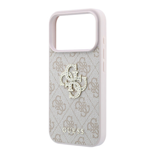 Guess Guess iPhone 18 Pro Max/iPhone 17 Pro Max Hartschalenhülle 4G PU Großes Strasslogo - Rosa