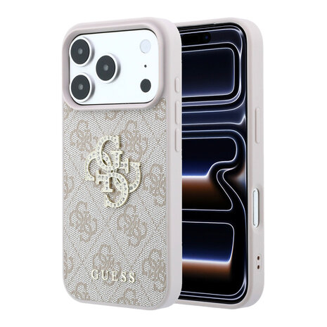 Guess Guess iPhone 18 Pro Max / iPhone 17 Pro Max Coque de téléphone 4G - PU - coque rigide - grand logo en strass Rose