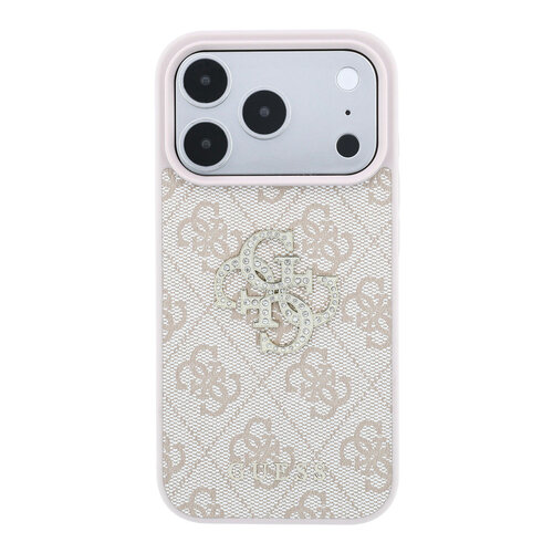 Guess Guess iPhone 18 Pro Max/iPhone 17 Pro Max Hartschalenhülle 4G PU Großes Strasslogo - Rosa