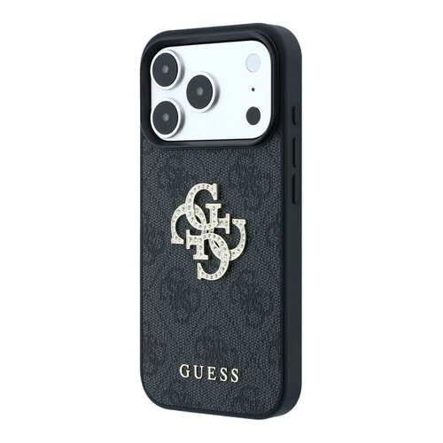 Guess Guess iPhone 18 Pro Max/iPhone 17 Pro Max Hartschalenhülle 4G PU Großes Strasslogo - Schwarz