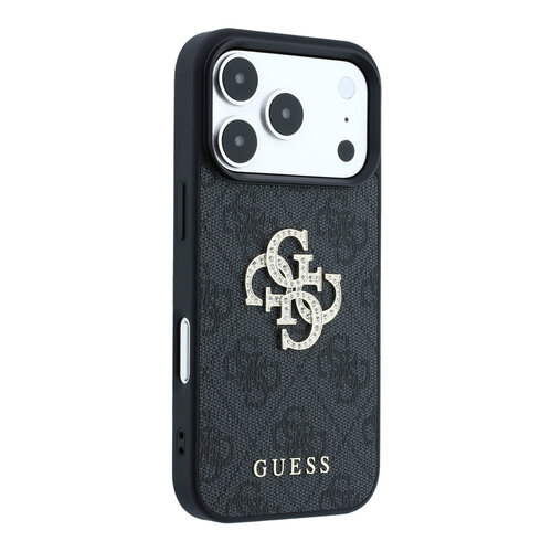 Guess Guess iPhone 18 Pro Max/iPhone 17 Pro Max Hartschalenhülle 4G PU Großes Strasslogo - Schwarz