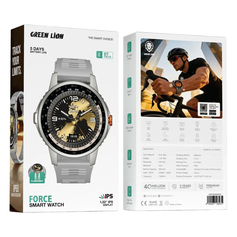 Green Lion Green Lion Force Smartwatch Silber
