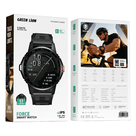 Green Lion Green Lion Force Smartwatch Zwart Green Lion Green Lion Force Smartwatch Zwart