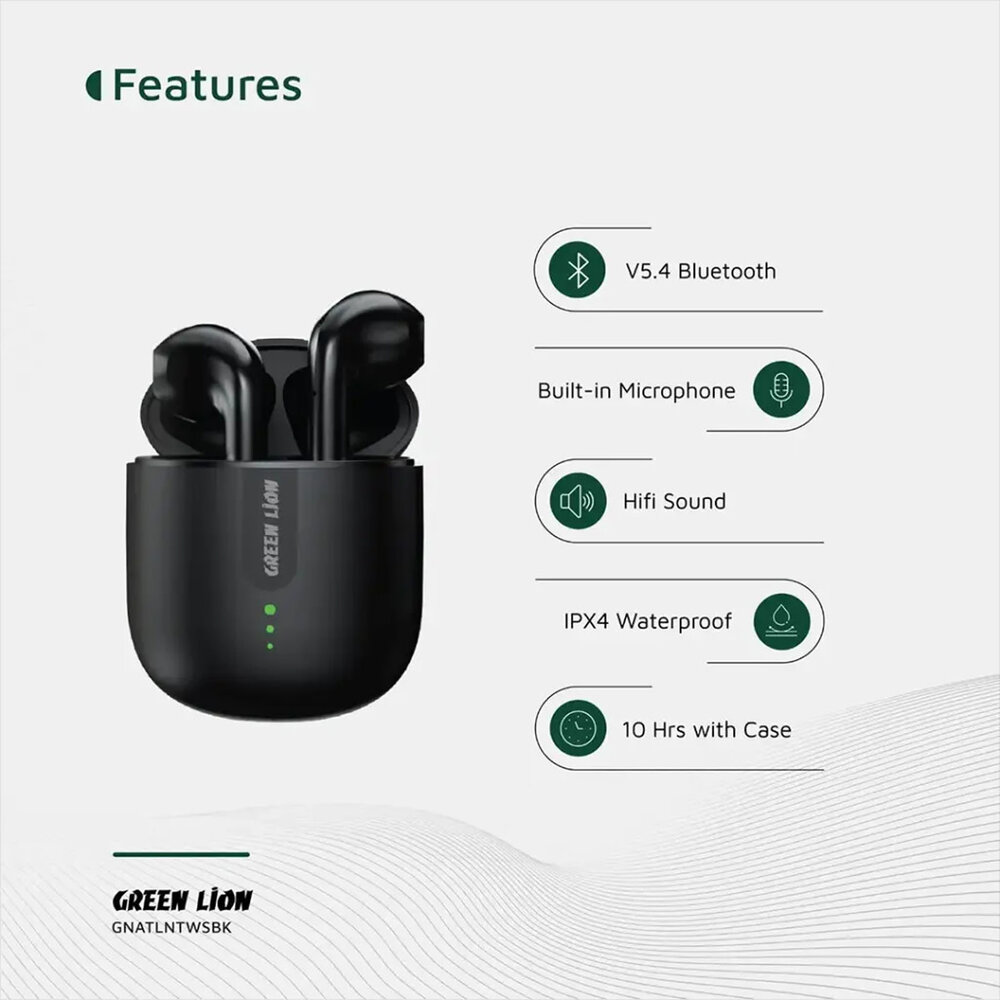 Green Lion Green Lion Atlanta Earbuds True Wireless Black Green Lion Green Lion Atlanta Earbuds True Wireless Black