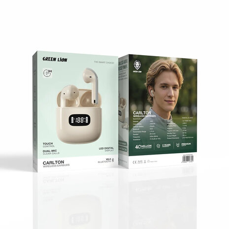 Green Lion Green Lion Carlton Earbuds wireless Beige Green Lion Green Lion Carlton Earbuds wireless Beige
