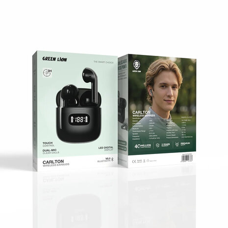 Green Lion Green Lion Carlton Earbuds wireless Black Green Lion Green Lion Carlton Earbuds wireless Black
