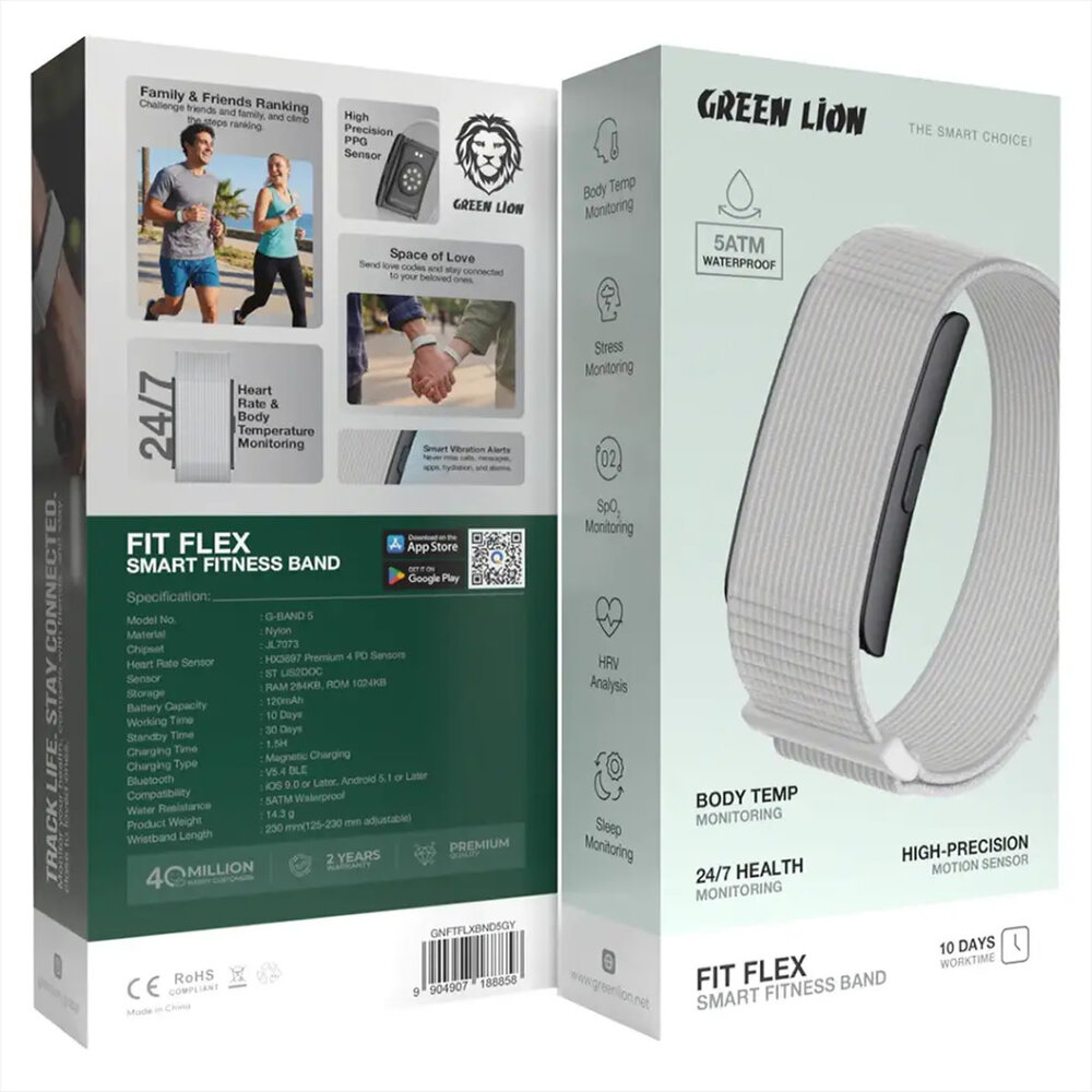 Green Lion Green Lion Fit Flex Bracelet d’activité connecté Gris