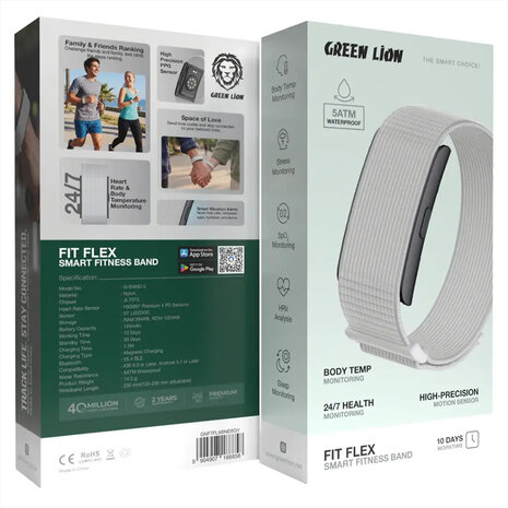 Green Lion Green Lion Fit Flex Slimme fitnessband Grijs