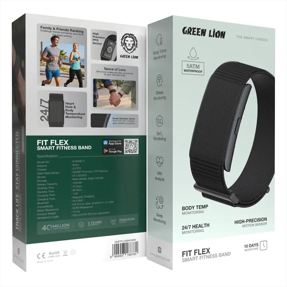 Green Lion Green Lion Fit Flex Smartes Fitnessarmband Schwarz Green Lion Green Lion Fit Flex Smartes Fitnessarmband Schwarz