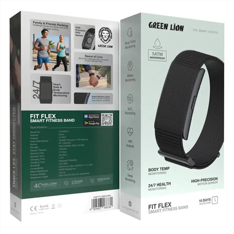 Green Lion Green Lion Fit Flex Bracelet d’activité connecté Noir Green Lion Green Lion Fit Flex Bracelet d’activité connecté Noir