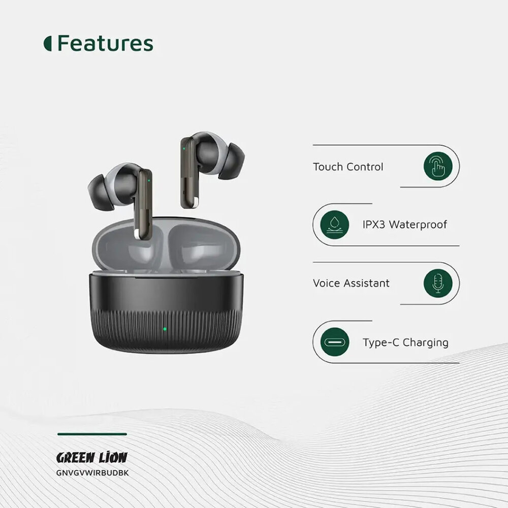 Green Lion Green Lion Vancouver Earbuds wireless Black Green Lion Green Lion Vancouver Earbuds wireless Black