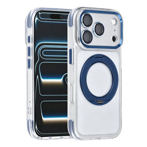 TUNIQ TUNIQ iPhone 18 Pro/iPhone 17 Pro Coque MagSafe avec support à 360° - Bleu foncé