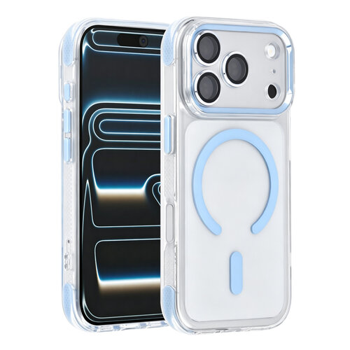TUNIQ TUNIQ iPhone 18 Pro/iPhone 17 Pro Coque Airbag MagSafe en TPU et PC - Bleu clair