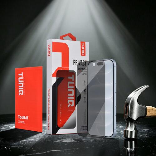 TUNIQ TUNIQ Boîte de 10 protections d’écran anti-espion sans bordure en verre trempé pour iPhone 18 Pro – Noir