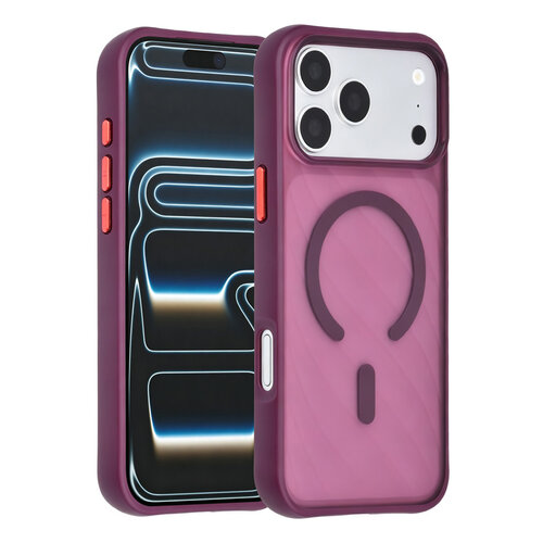 TUNIQ TUNIQ iPhone 18 Pro Max/iPhone 17 Pro Max Coque MagSafe à motif et finition Skin Touch - Bordeaux