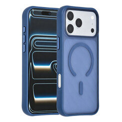 TUNIQ iPhone 18 Pro Max/iPhone 17 Pro Max Coque MagSafe à motif et finition Skin Touch - Bleu foncé