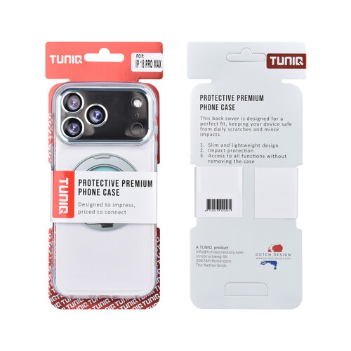TUNIQ TUNIQ iPhone 18 Pro Max/iPhone 17 Pro Max Telefoonhoesje MagSafe PC 360° Standaard - Lichtblauw