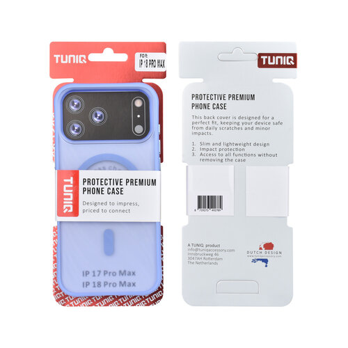 TUNIQ TUNIQ iPhone 18 Pro Max/iPhone 17 Pro Max Coque MagSafe à motif et finition Skin Touch - Bleu clair