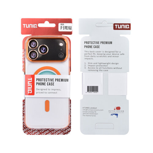 TUNIQ TUNIQ iPhone 18 Pro Max/iPhone 17 Pro Max Airbag MagSafe-hoesje van TPU en PC - Oranje