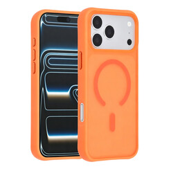 TUNIQ iPhone 18 Pro Max/iPhone 17 Pro Max Coque MagSafe à motif et finition Skin Touch - Orange
