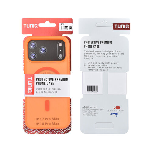 TUNIQ TUNIQ iPhone 18 Pro Max/iPhone 17 Pro Max Coque MagSafe à motif et finition Skin Touch - Orange