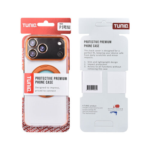 TUNIQ TUNIQ iPhone 18 Pro Max/iPhone 17 Pro Max Coque MagSafe avec support à 360° - Orange