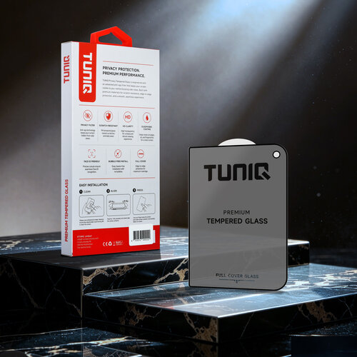 TUNIQ TUNIQ Doos van 10 iPhone Duo Privacy-screenprotector van gehard glas - Zwart