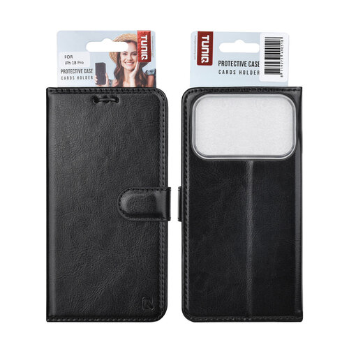 TUNIQ TUNIQ iPhone 18 Pro/iPhone 17 Pro Bookcase van PU en TPU - Zwart