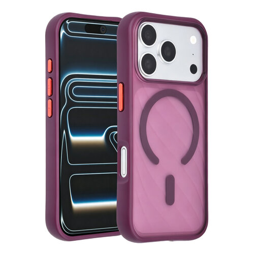 TUNIQ TUNIQ iPhone 18 Pro/iPhone 17 Pro Coque MagSafe à motif et finition Skin Touch - Bordeaux