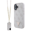 Guess Guess iPhone 16 Plus Backcover hoesje - HC PU Leather Metal Logo Strass Crossbody - Roze