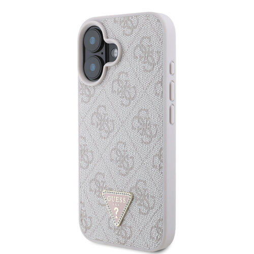 Guess Guess iPhone 16 Plus Back-Cover hul - HC PU Leather Metal Logo Strass Crossbody - Rosa