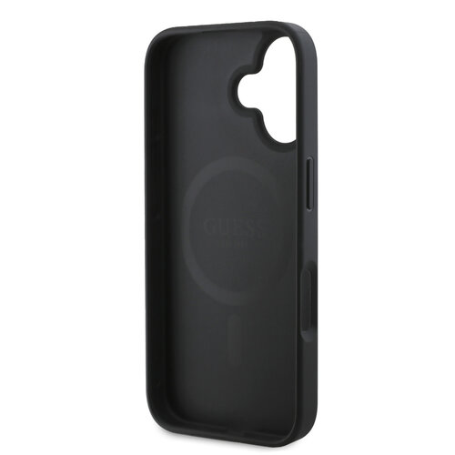 Guess Guess iPhone 16 Plus Backcover hoesje - HC Magsafe PU 4G Ring Triangle Logo - Zwart