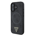Guess Guess iPhone 16 Plus Back cover coque - HC Magsafe PU 4G Ring Triangle Logo - Noir