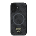 Guess Guess iPhone 16 Plus Back-Cover hul - HC Magsafe PU 4G Ring Triangle Logo - Schwarz
