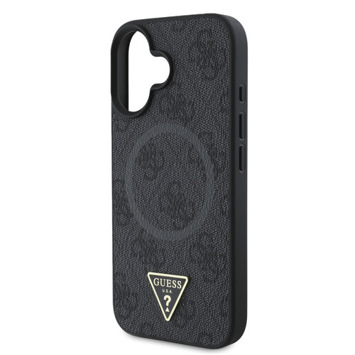 Guess Guess iPhone 16 Plus Back cover case - HC Magsafe PU 4G Ring Triangle Logo - Black