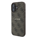 Guess Guess iPhone 16 Plus Backcover hoesje - HC Magsafe PU 4G Classic Metal logo - Bruin