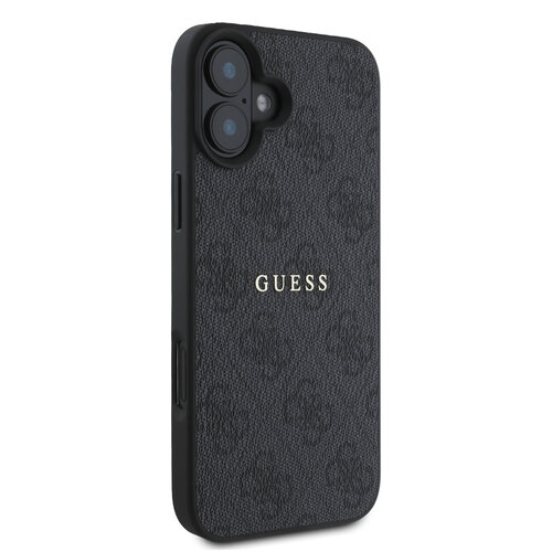 Guess Guess iPhone 16 Plus Backcover hoesje - HC Magsafe PU 4G Classic Metal Logo - Zwart