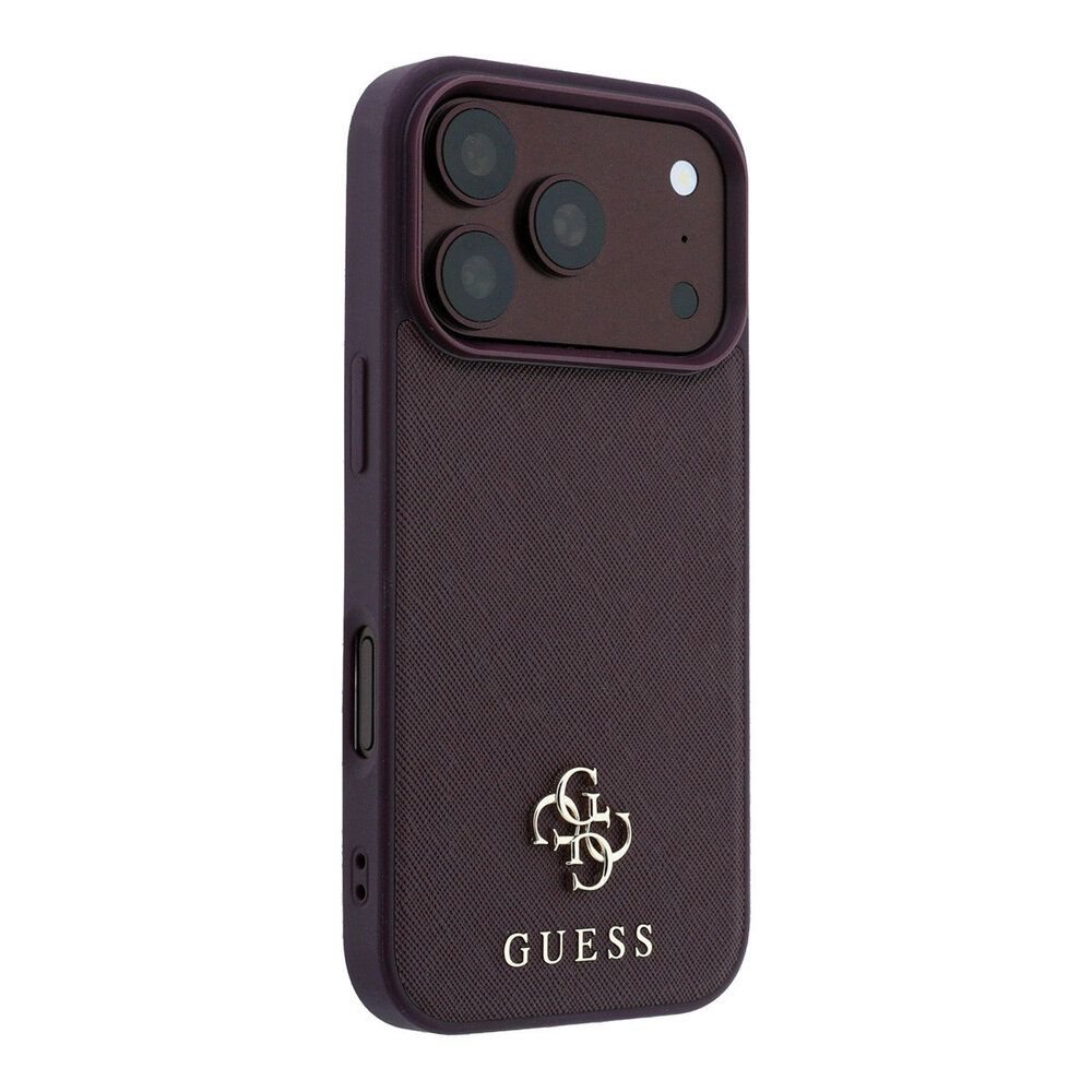 Guess Guess iPhone 18 Pro Max/17 Pro Max Hardcase MagSafe Saffiano met klein 4G-logo en klassiek logo - Bordeaux Guess Guess iPhone 18 Pro Max/17 Pro Max Hardcase MagSafe Saffiano met klein 4G-logo en klassiek logo - Bordeaux